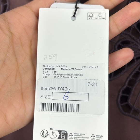 NWT Inwear Brown Satin Eyelet Midi Dress - Picture 10 of 10